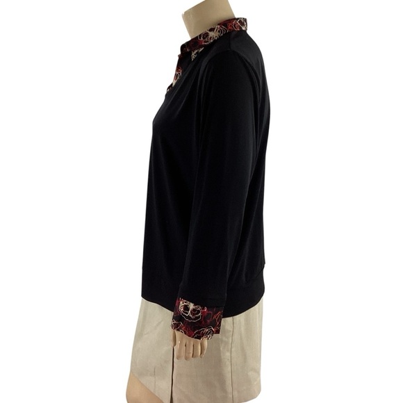 Lane Bryant Black Pullover Top Contrast Collar Cuffs 22/24 - Picture 4 of 6